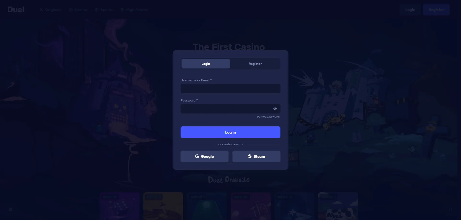 Duel Casino prijava v račun za slovenske igralce